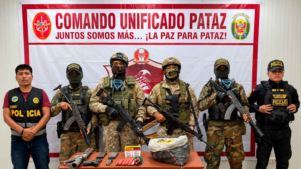 Explosivos en Pataz incautados junto a seis fusiles y 510 municiones en una bocamina