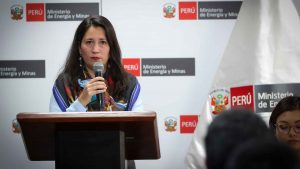 Viceministra de Minas, Mayra Figueroa, durante una intervención pública